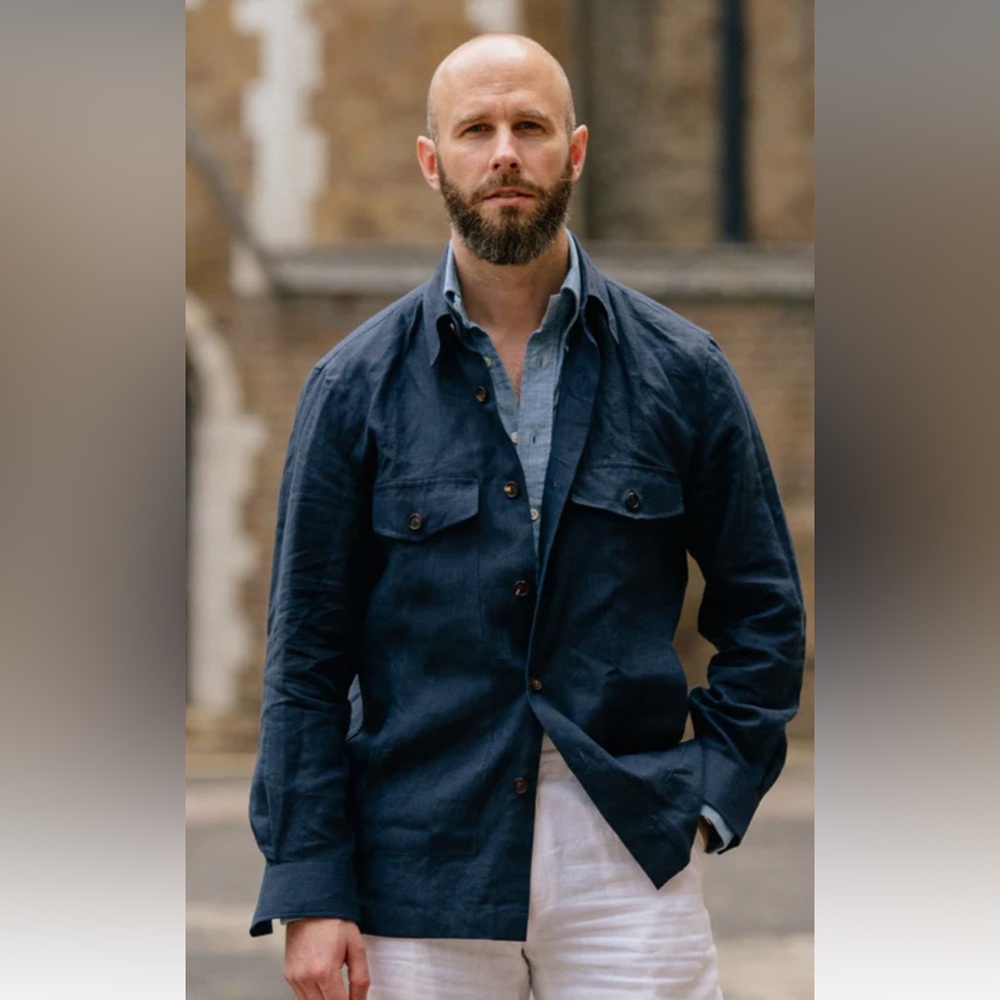 Luca Avitabile Navy Linen Shirt by Permanent Style